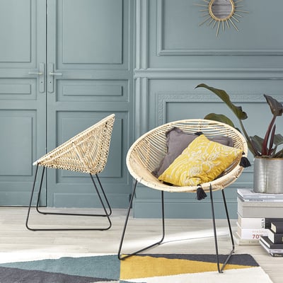Lot de 2 chaises en rotin et métal  BOHEMA BERAH GETAH