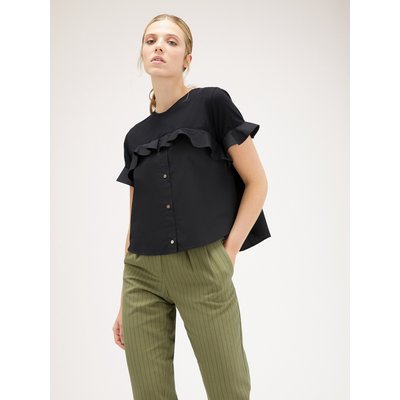 T-shirt avec volant et insert en popeline MOTIVI