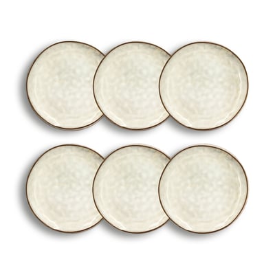 Lot de 6 assiettes desserts en grès 20,5cm, BORAL OGO LIVING