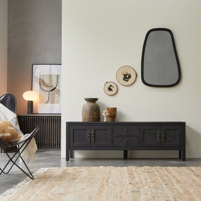 Meuble TV en pin massif 170 cm THAKI BLACK TIKAMOON