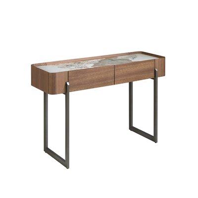 Table console marbre porcelaine noyer et acier ANGEL CERDA