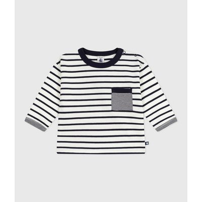 T-shirt a righe in cotone a maniche lunghe PETIT BATEAU