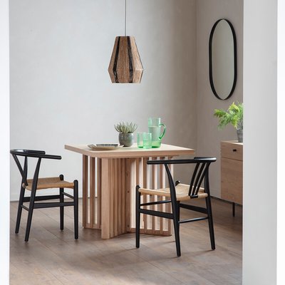 Batala Japandi Oak Slatted Square Dining Table (Seats 4) ÉDITÉ