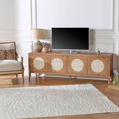 Meuble TV 4 portes en chêne et cannage MONTANA ROBIN DES BOIS