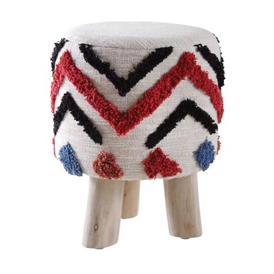 Tabouret 3 pieds en coton tufté AUBRY GASPARD
