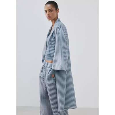 Pantalon de pyjama en mélange de soie à rayures MANGO
