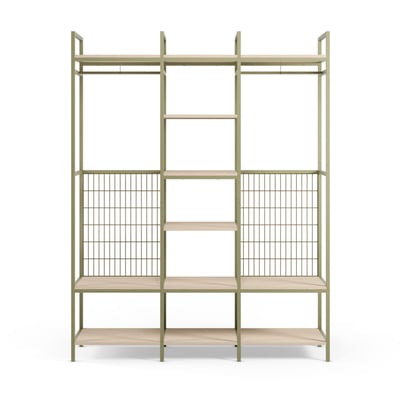 Dressing ouvert modulable 3 éléments en métal et bois L140xH179,5cm- AQABA DRAWER