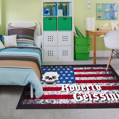Tapis enfant fait à la main US SKULL 1 UN AMOUR DE TAPIS