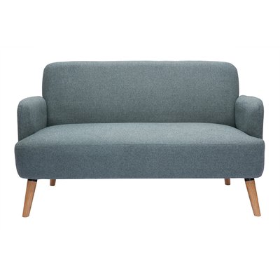 Canapé scandinave 2 places en tissu vert de gris et bois clair ISKO MILIBOO