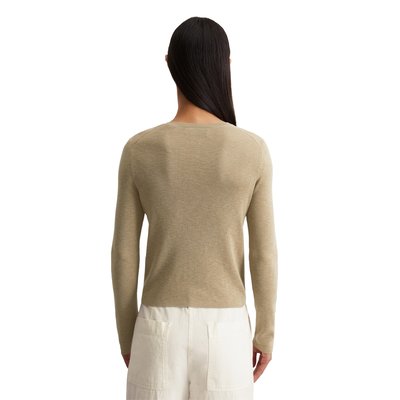 Cardigan en maille fine slim en fil de slub de coton et de lin MARC O'POLO