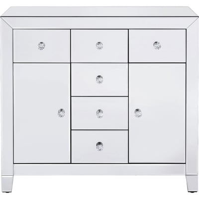 Commode 2 portes 6 tiroirs en verre miroir, LUXURY KARE DESIGN