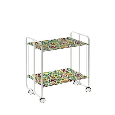 Table roulante pliante  BAUHAUS châssis blanc, 2 plateaux DON HIERRO