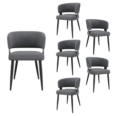 Lot de 6 chaises de salle à manger style industriel en tissu, CASEMI MEUBLES COSY