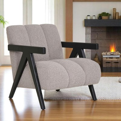 Fauteuil beige sable style moderne en tissu BERLIN PIER IMPORT