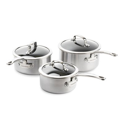Série de 3 Casseroles   16 cm, 18 cm et 20 cm avec Couvercle-PREMIÈRE GREENPAN