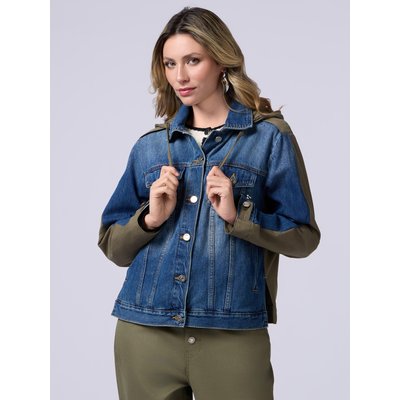 Blouson avec le devant réalisé en denim OLTRE