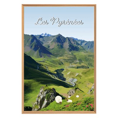 Tableau Mural Illustration Les Pyrénées MONTAGNE CEANOTHE
