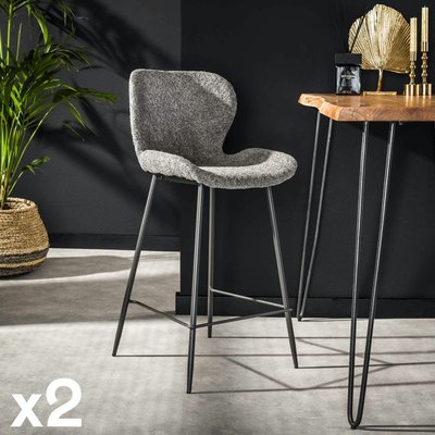 Tabouret de bar gris en bouclette (lot de 2) MELBOURNE PIER IMPORT