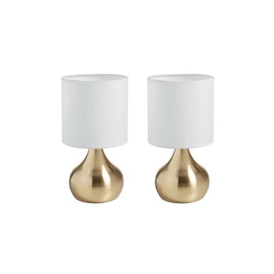 2 Lampes De Chevet Tactile Ida doré Abat-jour Blanc MILLUMINE