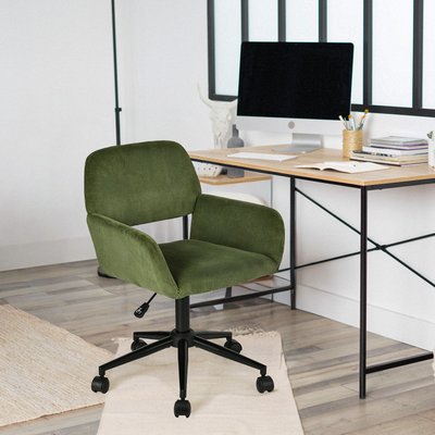 Chaise de bureau rotatif réglable en hauteur en velours côtelé, ROSS MEUBLES COSY