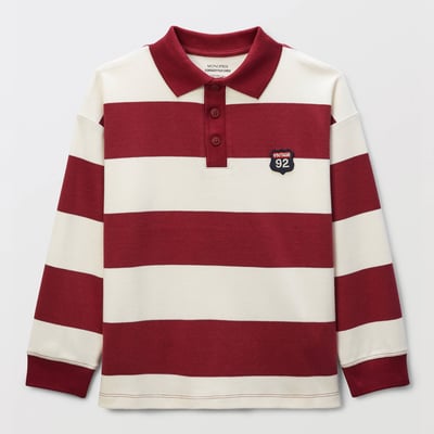 Polo manches longues rayé contenant du coton BIO GOTS MONOPRIX