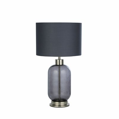 Smoked Glass & Satin Nickel Table Lamp SO'HOME