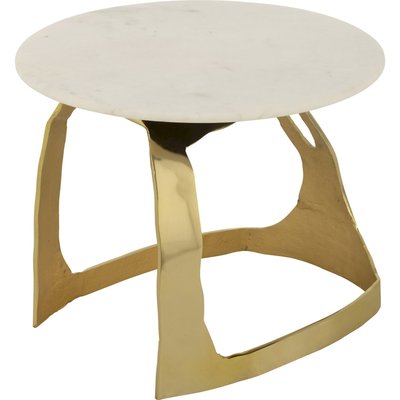 Table d'appoint élégante en aluminium doré et pierre blanche RECOLLECTION