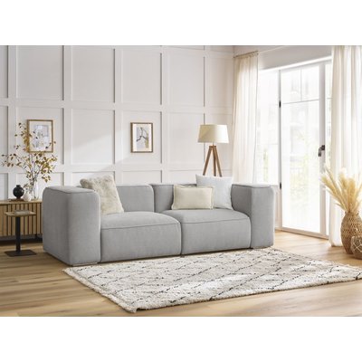 Canapé droit fixe 2 places en tissu texturé, ZEPHYR BOBOCHIC