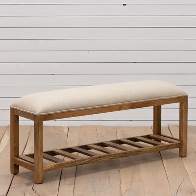 Banc en manguier et lin beige Hermine CHEHOMA