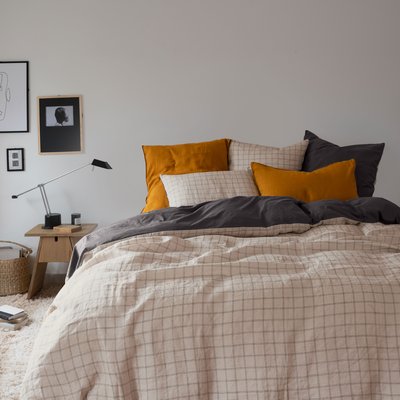 Housse de couette Charbon Carreaux SONGE CARRE BLANC