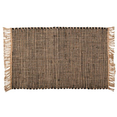 Tapis en jute naturelle et coton noir Pat AUBRY GASPARD