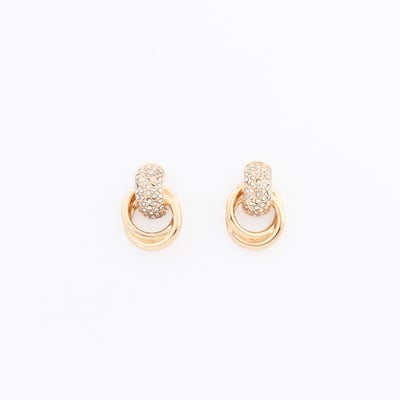 Boucles d'oreilles nœud doré à strass BALABOOSTE