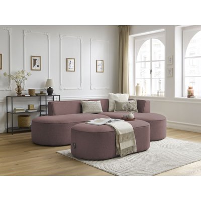 Canapé d'angle fixe 5 places en tissu chiné avec pouf, ROUSSEAU BOBOCHIC