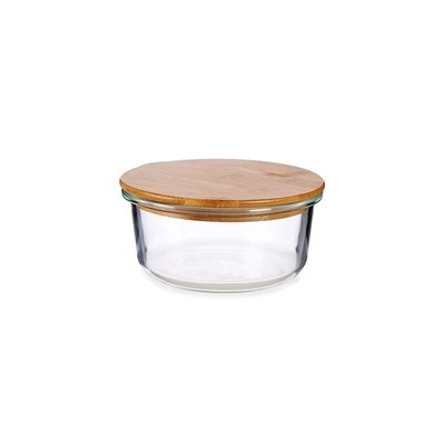 Boîte de Conservation Ronde en Verre avec Couvercle Hermétique en Bambou - 62cl WADIGA