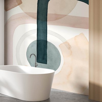 Papier peint graphique outline rose HEXOA