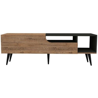 Meuble TV en aggloméré effet pin et anthracite Alba HANAH HOME
