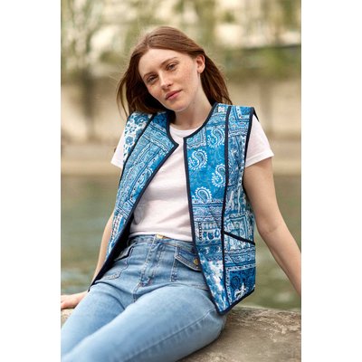 Veste sans col imprimé graphique VAY LA PETITE ETOILE