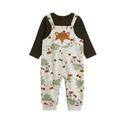 Ensemble salopette bébé en molleton et t-shirt Ginkgo PETIT BEGUIN