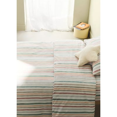 Housse de couette percale de coton rayures multiples colorées Lit 90 cm MANGO HOME