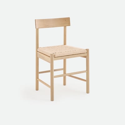 Silla de roble macizo, efecto madera blanqueada, asiento de cuerda, TAGA LA REDOUTE INTERIEURS