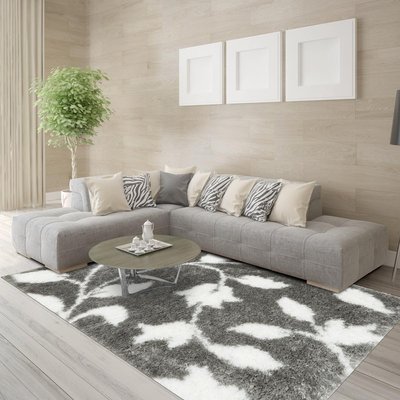 Tapis shaggy tissé motif floral EMBER 2 UN AMOUR DE TAPIS