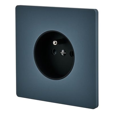 Prise De Courant Simple 2 Pôles + Terre Collection « M », Finition Bleu Gris MODELEC