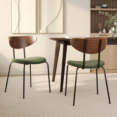Lot de 2 chaises en velours côtelé et dossier en noyer - JADE MAISON PAVANE