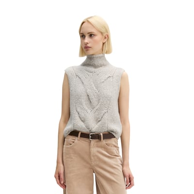 Gilet sans manches à mailles torsadées, style décontracté en mélange de laine d'alpaga douce MARC O'POLO