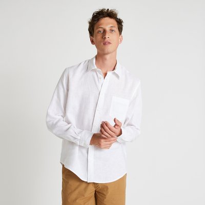 Chemise manches longues en lin MONOPRIX