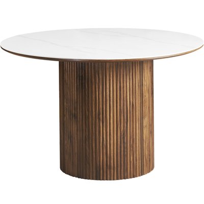 Table à manger ronde en céramique bicolore 6 places - MIRA HOMIFAB