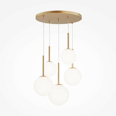 Suspension moderne blanc & or - 5 globes en grappe DELTONA PIER IMPORT