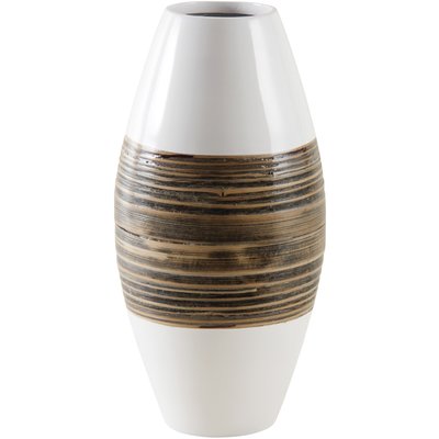 Vase en bambou naturel et laqué blanc M1 AUBRY GASPARD