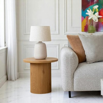 Bout de canapé rond effet bois blond MATERA PIER IMPORT
