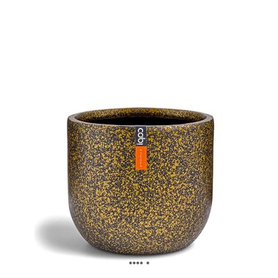 Superbe pot Terrazzo forme eggpot plastique H 13 x D 14 cm Doré ARTIFICIELLES